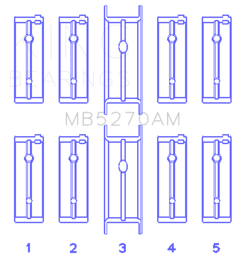 King Engine Bearings Chrysler 148/148 Turbo DOHC 16V/Jeep 148 DOHC 16V Main Bearing Set - Size STD