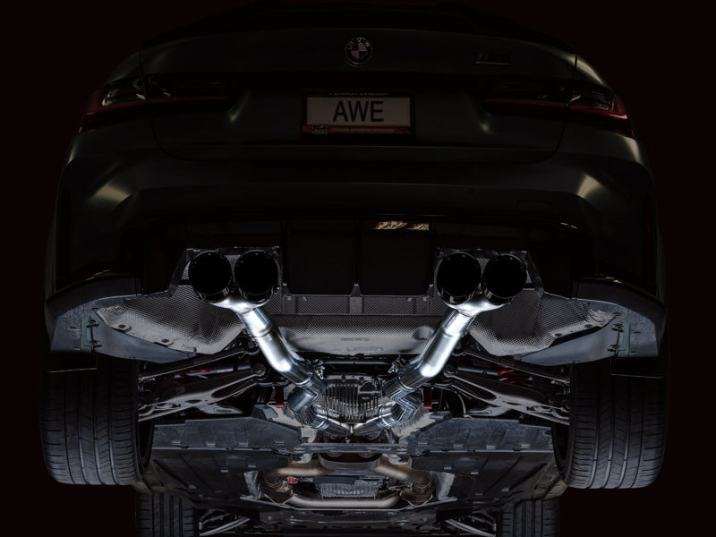 AWE Tuning Track Edition Cat-Back Exhaust for BMW G8X M3/M4 - Diamond Black Tips